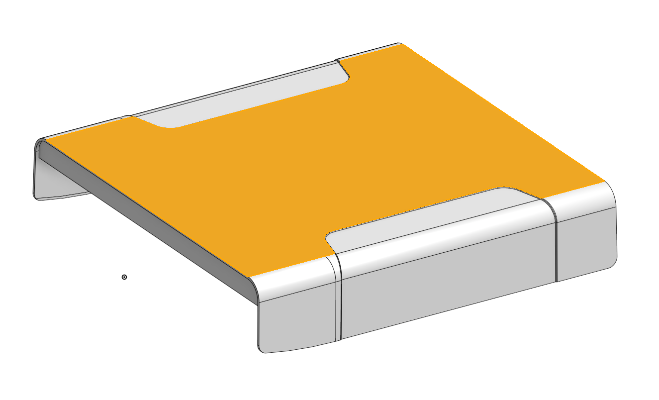 Case 1: force applied to an existing flat face of the CAD model, highlighted in orange